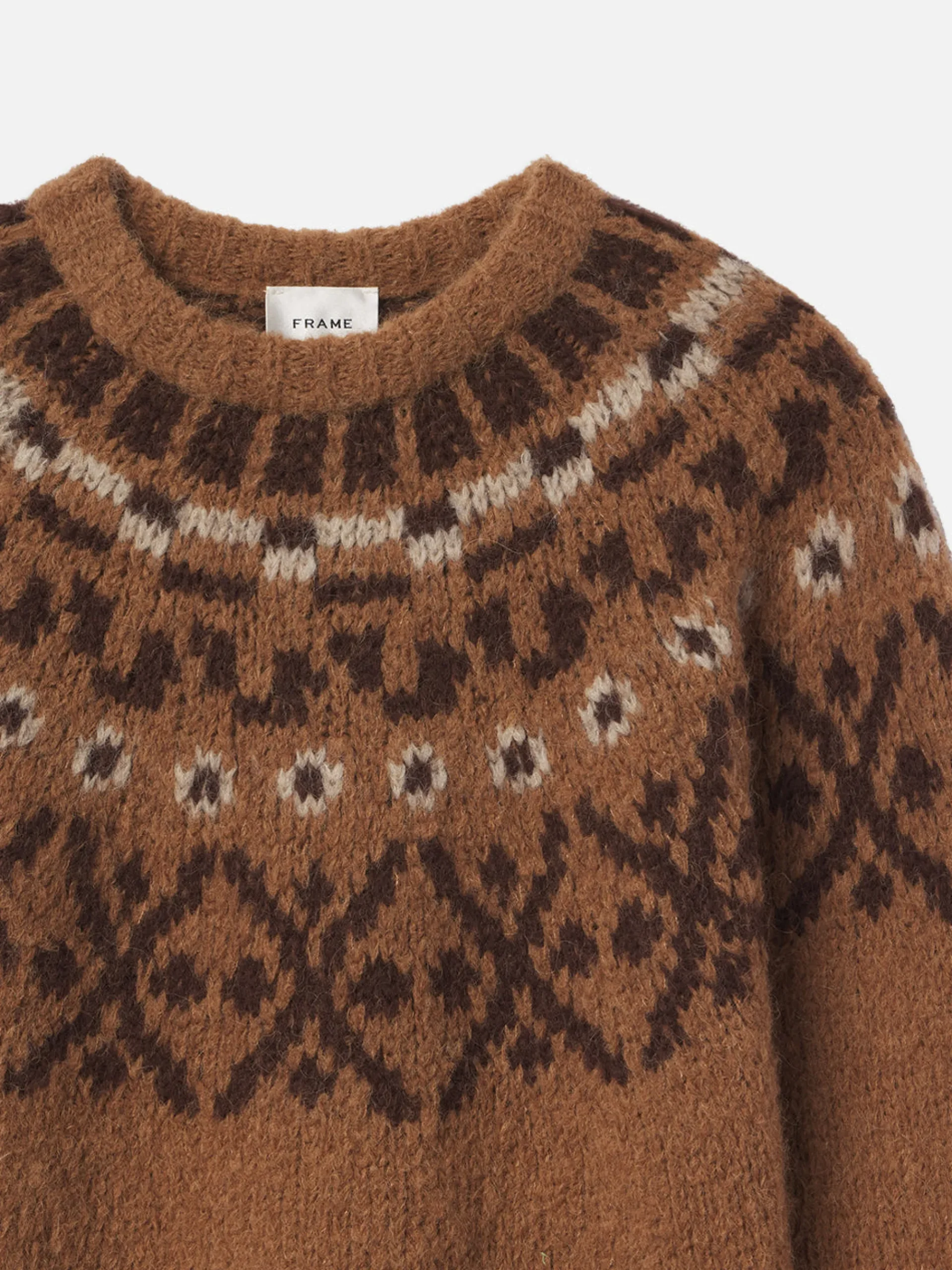 Women FRAME Fair Isle Sweater in Camel Multi