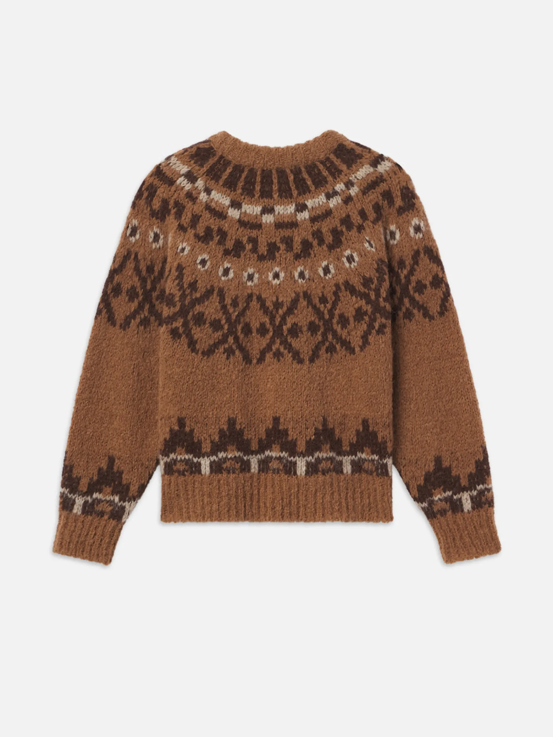Women FRAME Fair Isle Sweater in Camel Multi