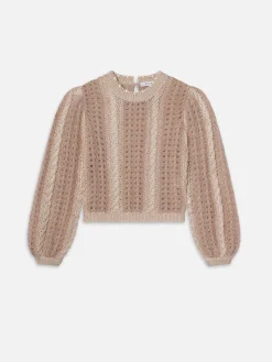 Women FRAME Femme Cable Mix Sweater in Blush Multi