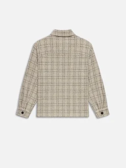 FRAME Flannel Overshirt Jacket in Off White Plaid