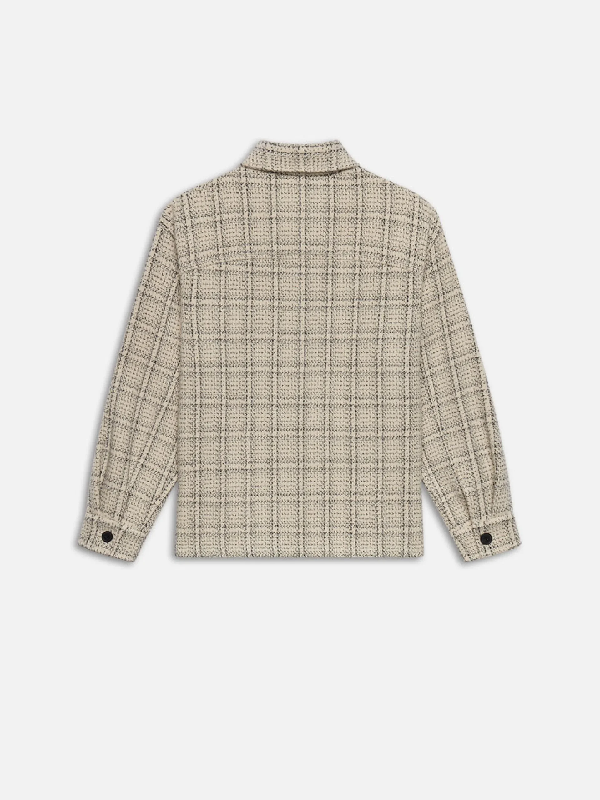 FRAME Flannel Overshirt Jacket in Off White Plaid