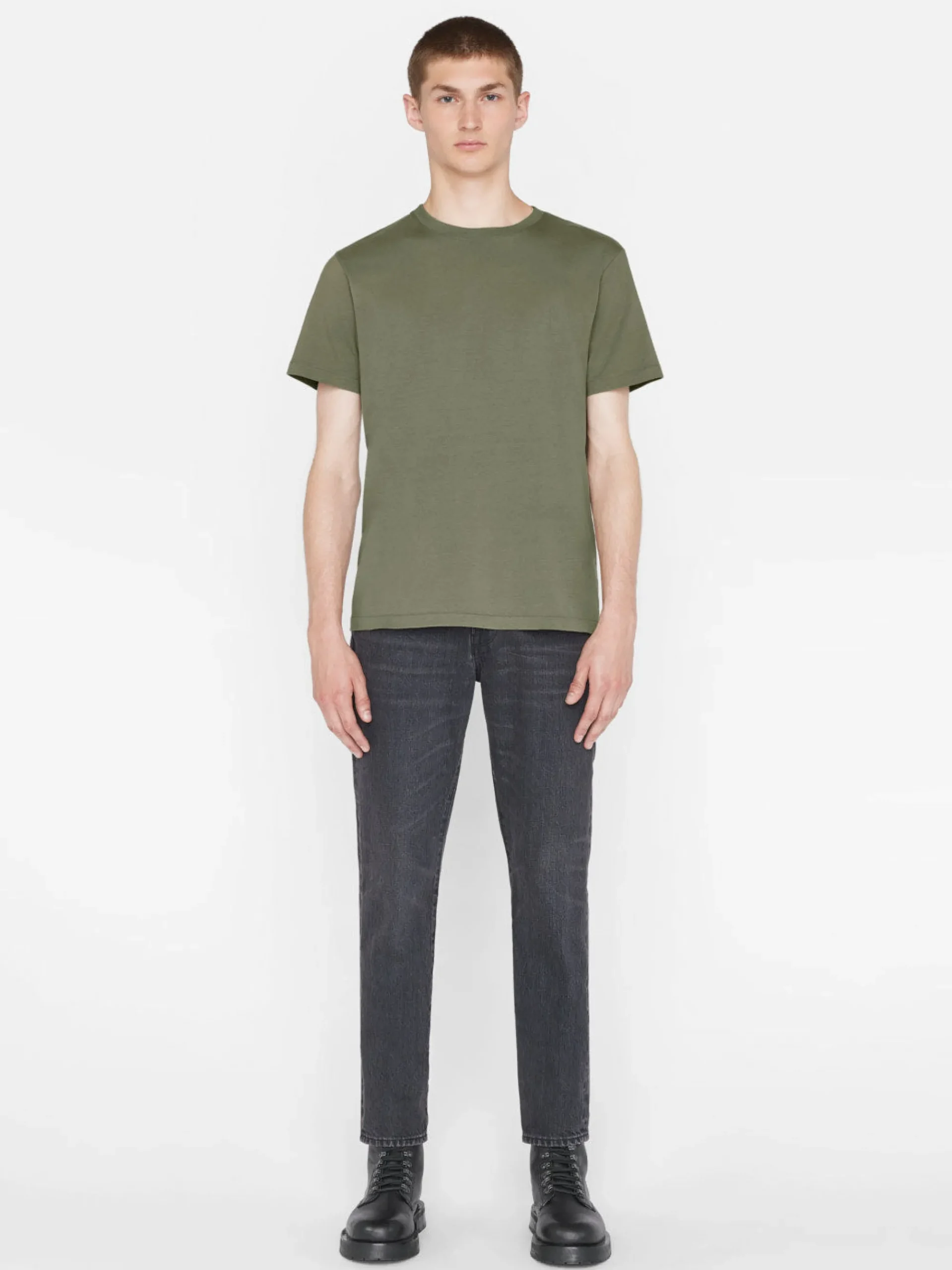 FRAME Logo Tee in Khaki Green