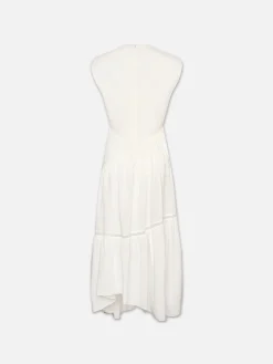 Women FRAME Gathered Seam Lace Inset Dress in