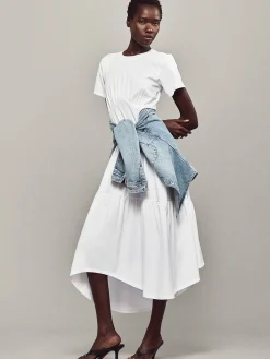 Women FRAME Gathered Seam Short Sleeve Dress in