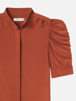 Women FRAME Gillian Top in Deep Rust