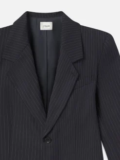 Women FRAME Grandfather Blazer in Navy Multi