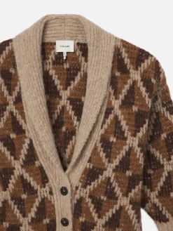 Women FRAME Grandfather Shawl Cardi in Cream Multi