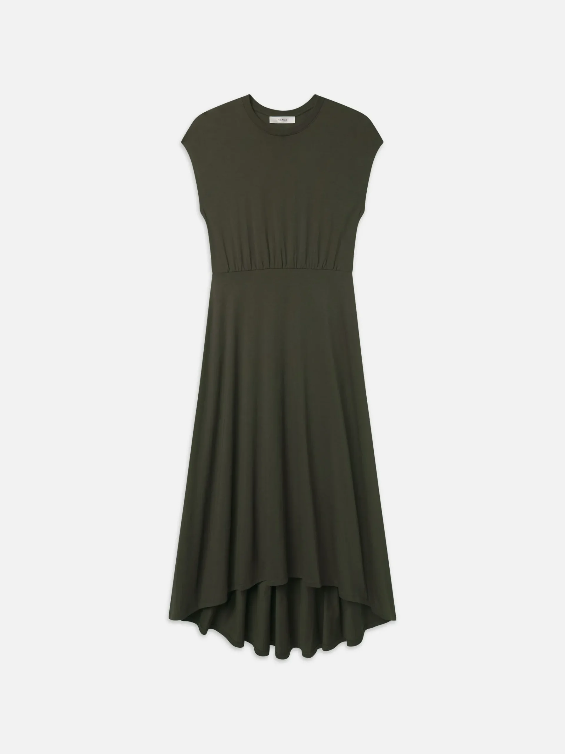 Women FRAME Handkerchief Hem Jersey Dress in Rich Military