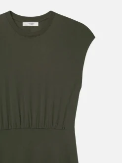 Women FRAME Handkerchief Hem Jersey Dress in Rich Military