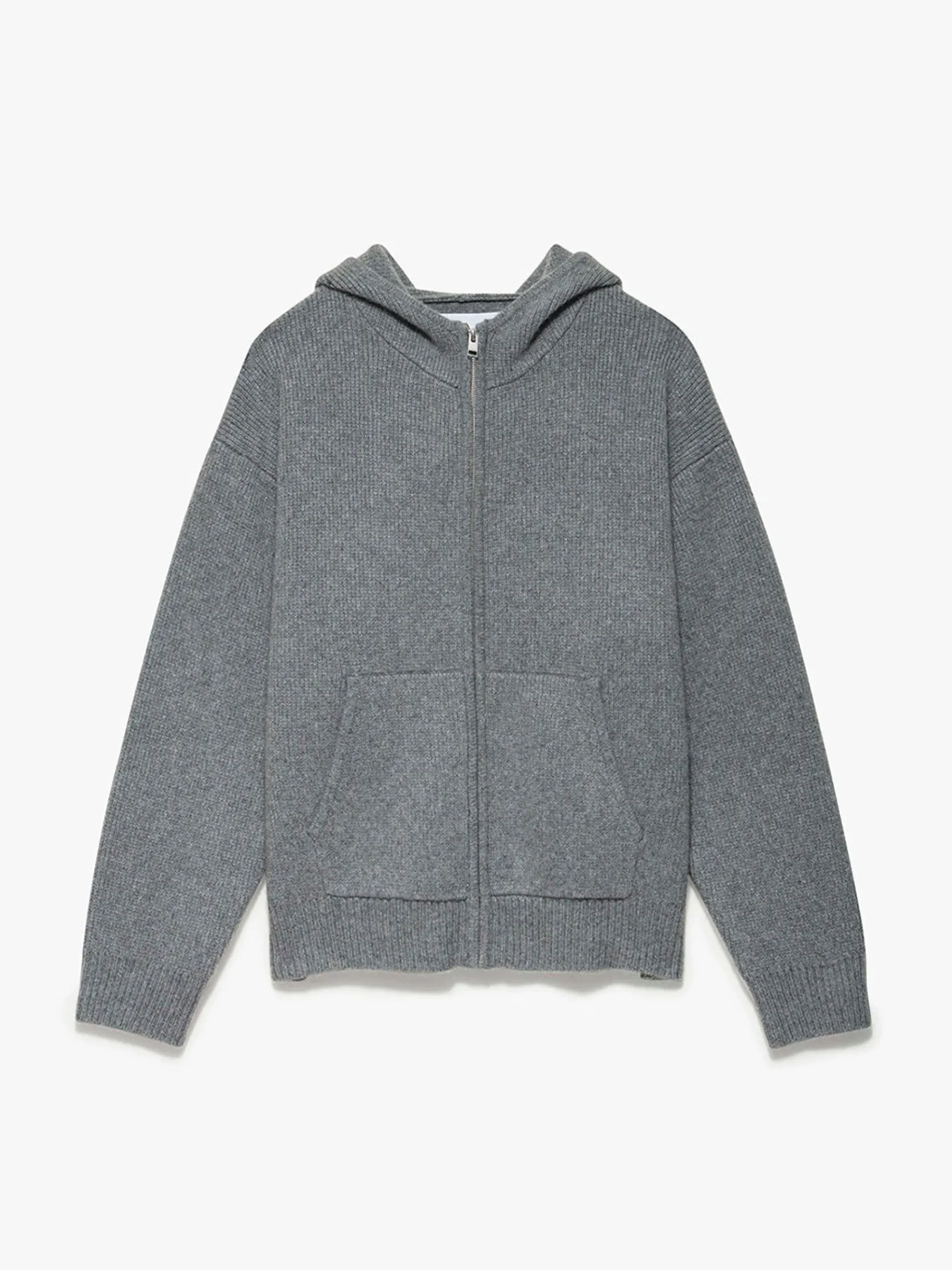 FRAME Heavyweight Cashmere Full Zip Hoodie in Warm Grey