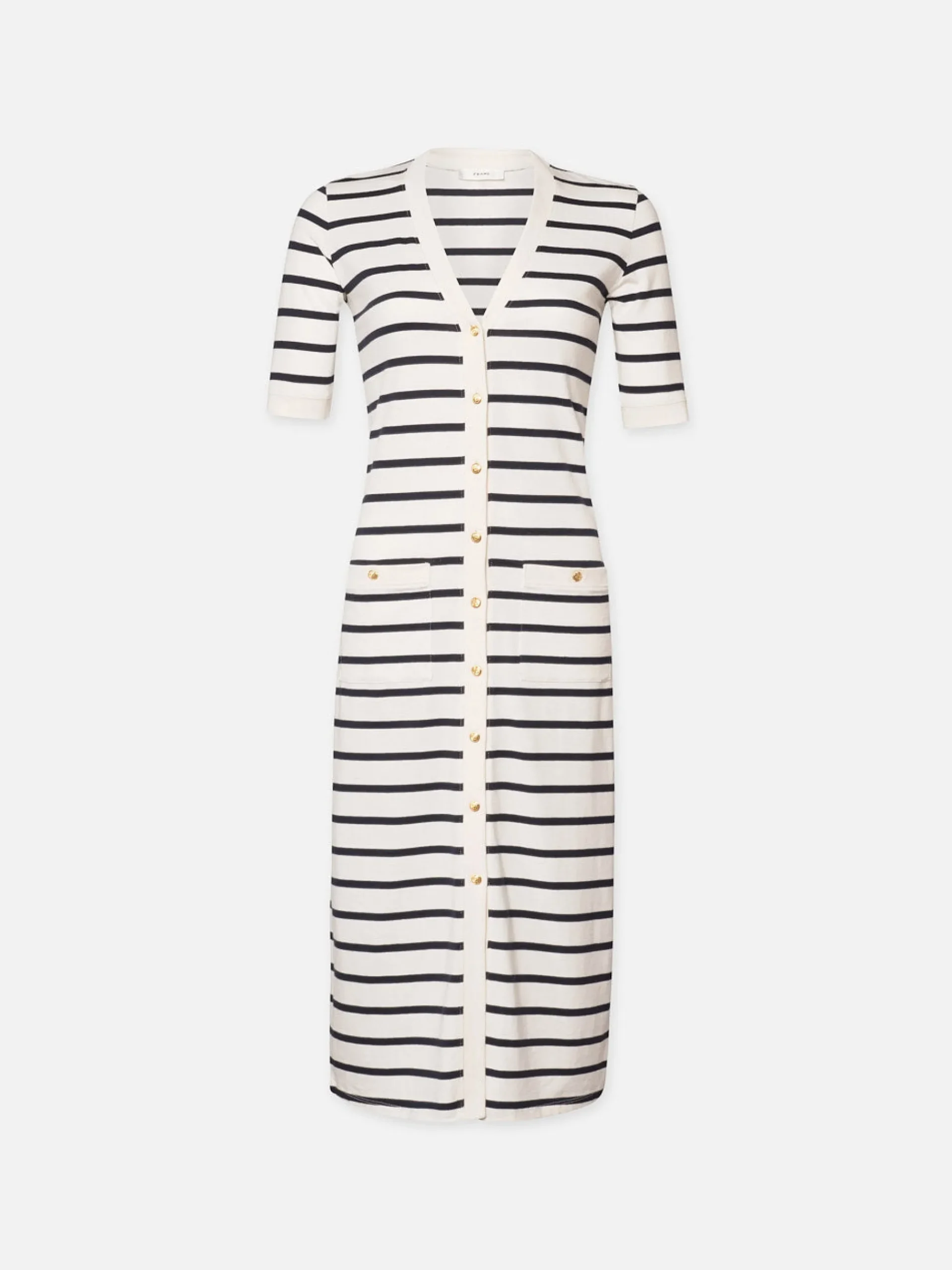 Women FRAME Henley Button Up Dress in Navy Multi