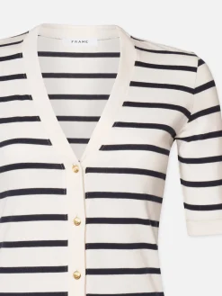 Women FRAME Henley Button Up Dress in Navy Multi