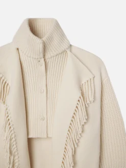 Women FRAME Jacquard Fringe Coat in