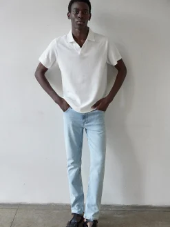 FRAME Jacquard Polo in Off White