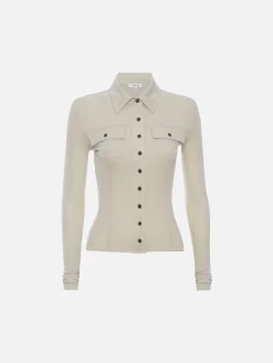 Women FRAME Jersey Button Up Shirt in