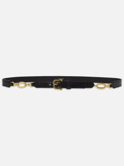 Women FRAME Jewelry Detail Belt in Black Croc