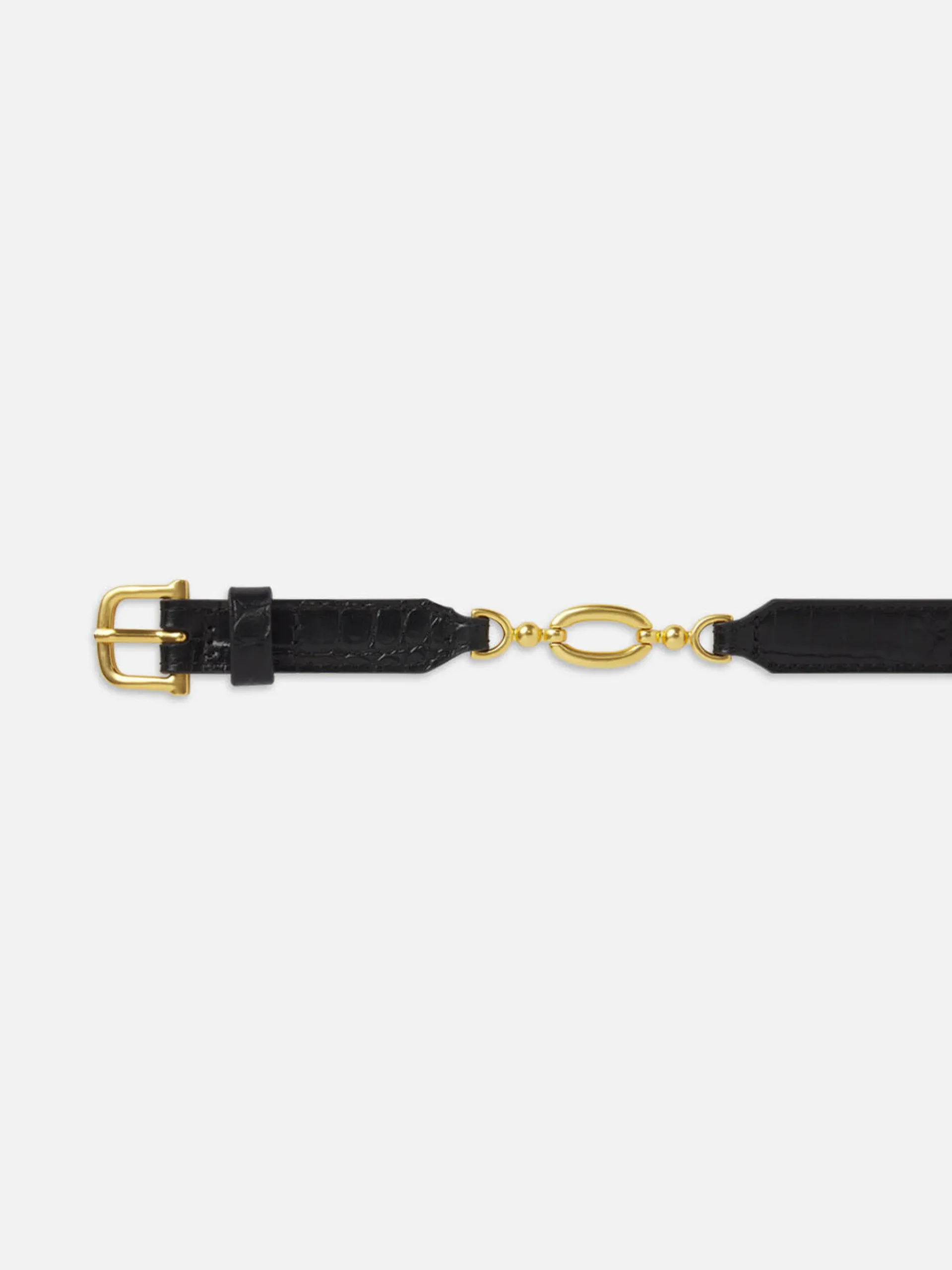 Women FRAME Jewelry Detail Belt in Black Croc