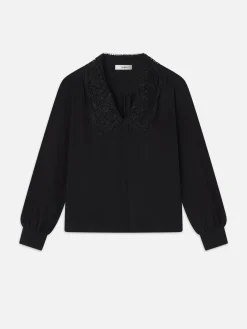 Women FRAME Lace Collar Blouse in