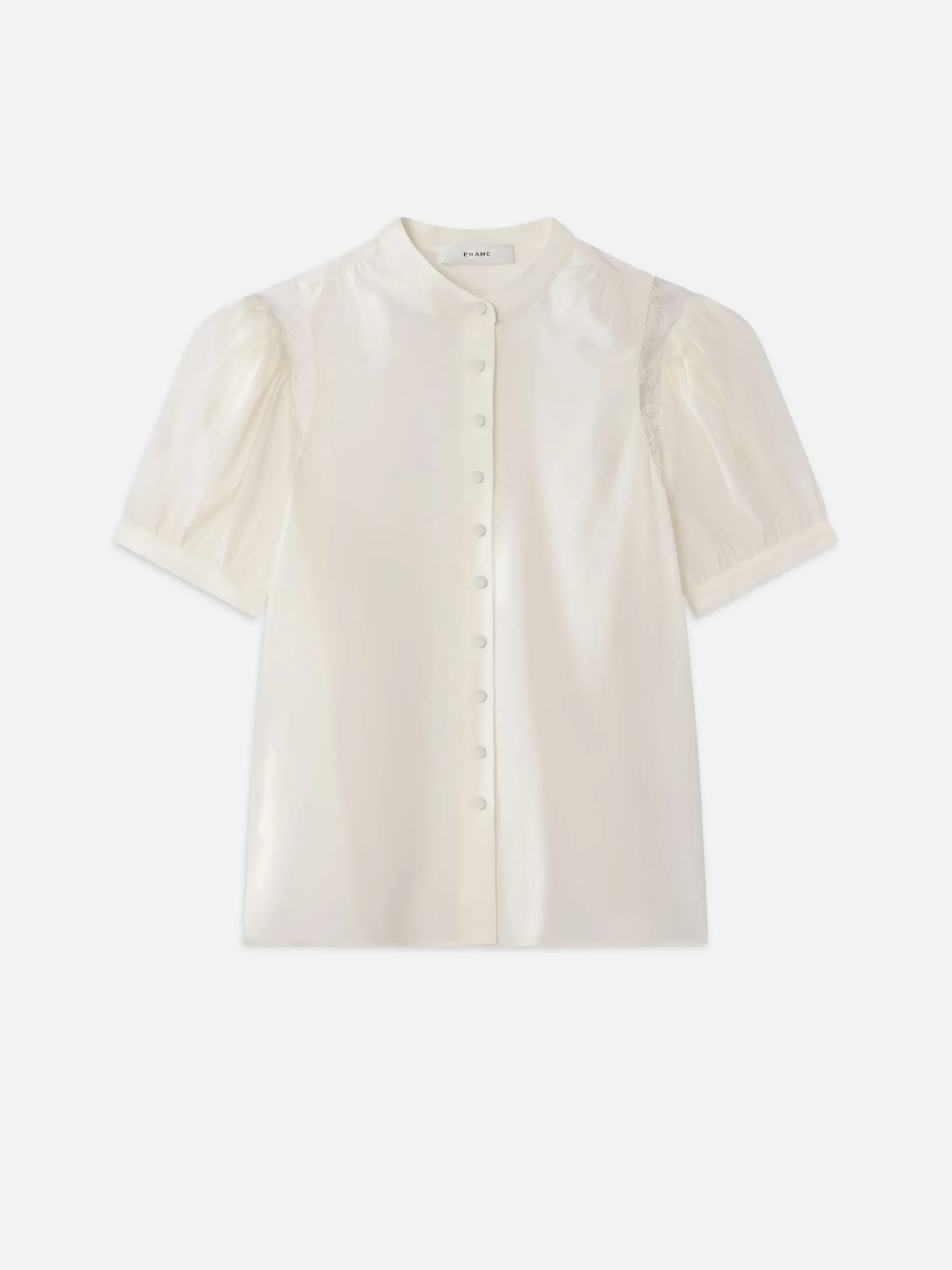 Women FRAME Lace Shoulder Inset Blouse in