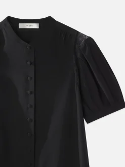 Women FRAME Lace Shoulder Inset Blouse in