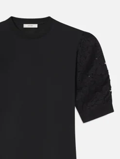 Women FRAME Lace Sleeve Frankie Tee in