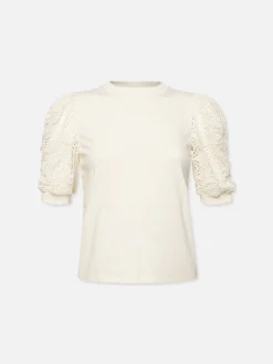 Women FRAME Lace Sleeve Frankie Tee in