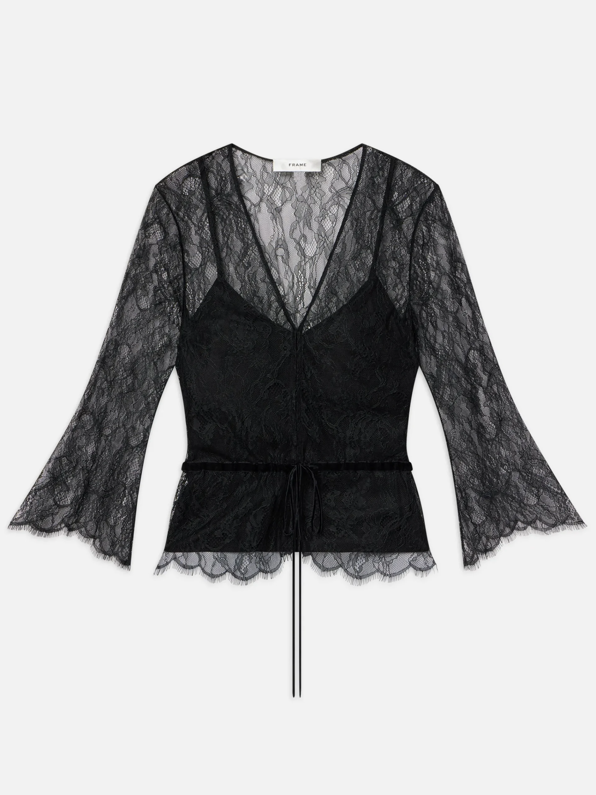 Women FRAME Lace V-Neck Blouse in