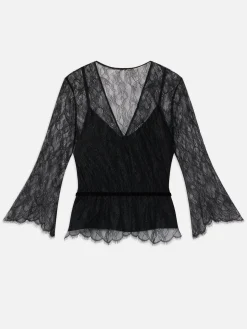 Women FRAME Lace V-Neck Blouse in