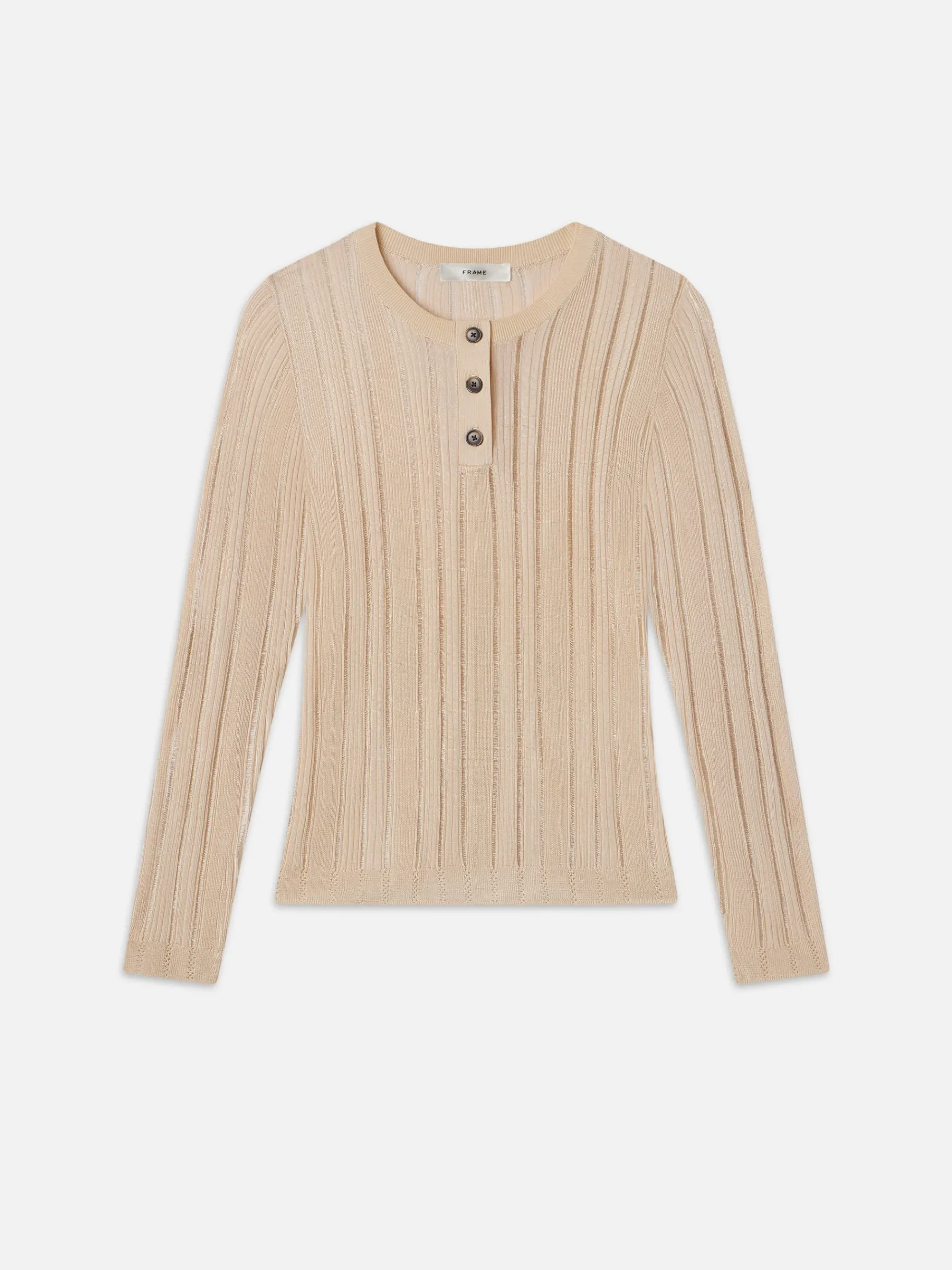 Women FRAME Laddered Rib Henley in