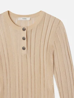Women FRAME Laddered Rib Henley in