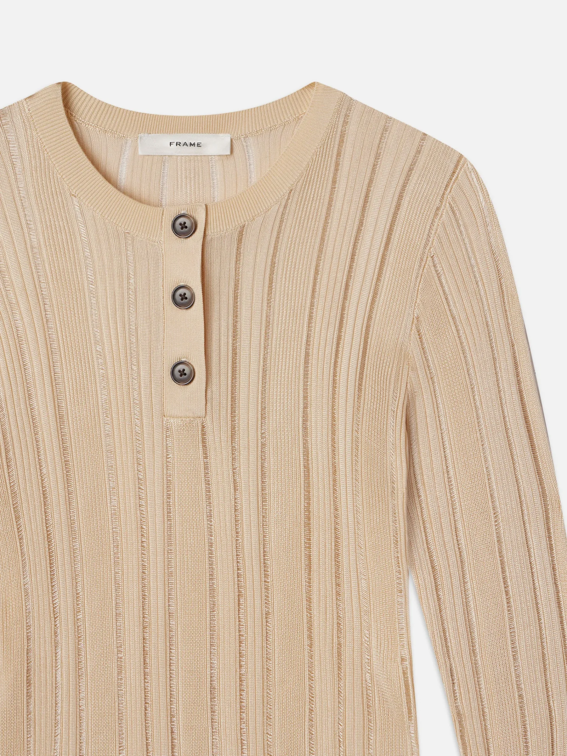 Women FRAME Laddered Rib Henley in