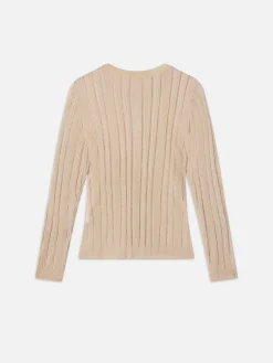 Women FRAME Laddered Rib Henley in