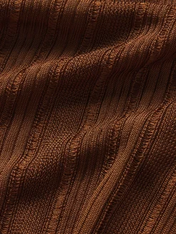 Women FRAME Laddered Rib Polo in Light Camel