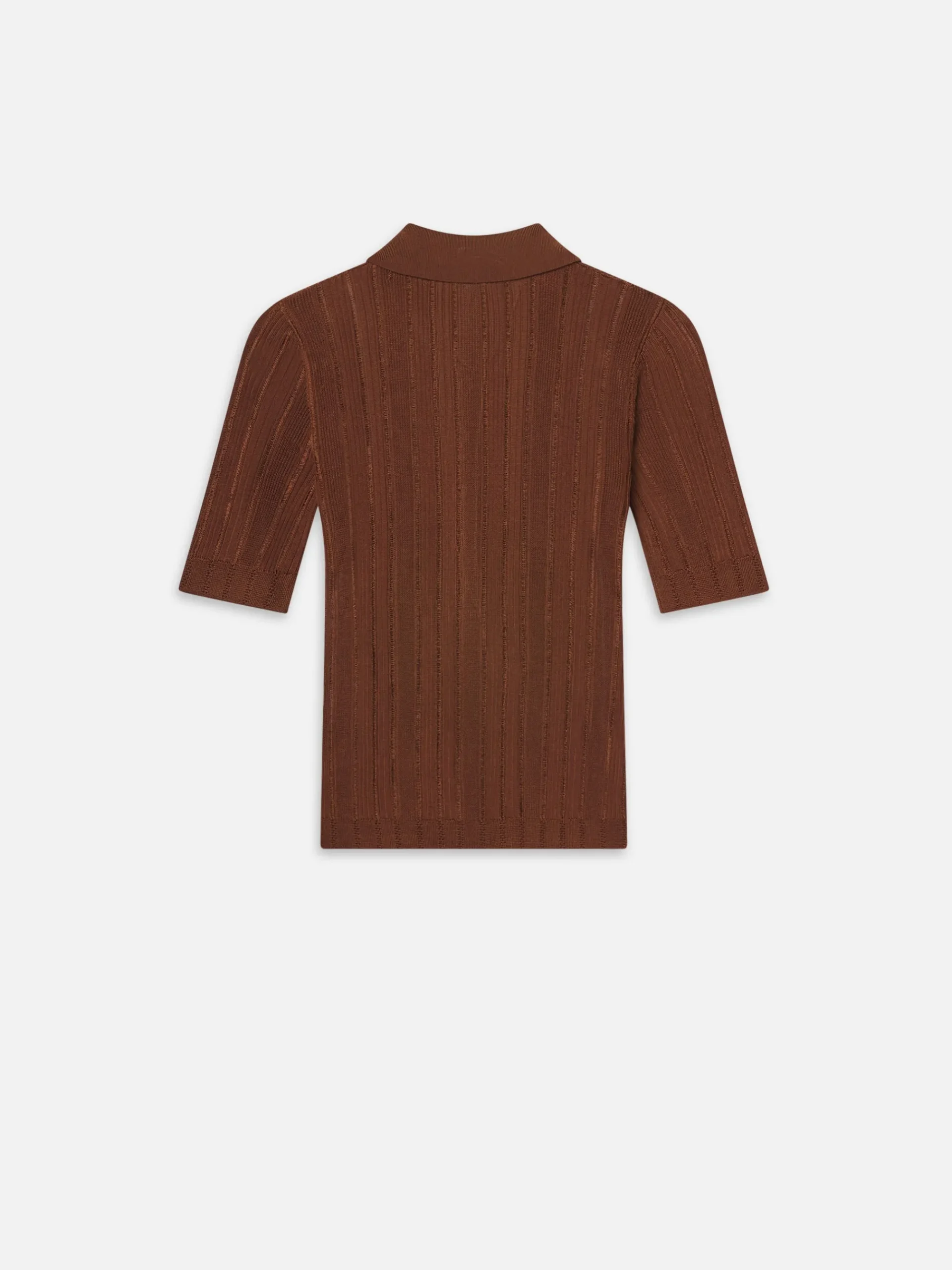 Women FRAME Laddered Rib Polo in Light Camel