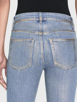 Women FRAME Le Crop Mini Boot in Gold Hologram