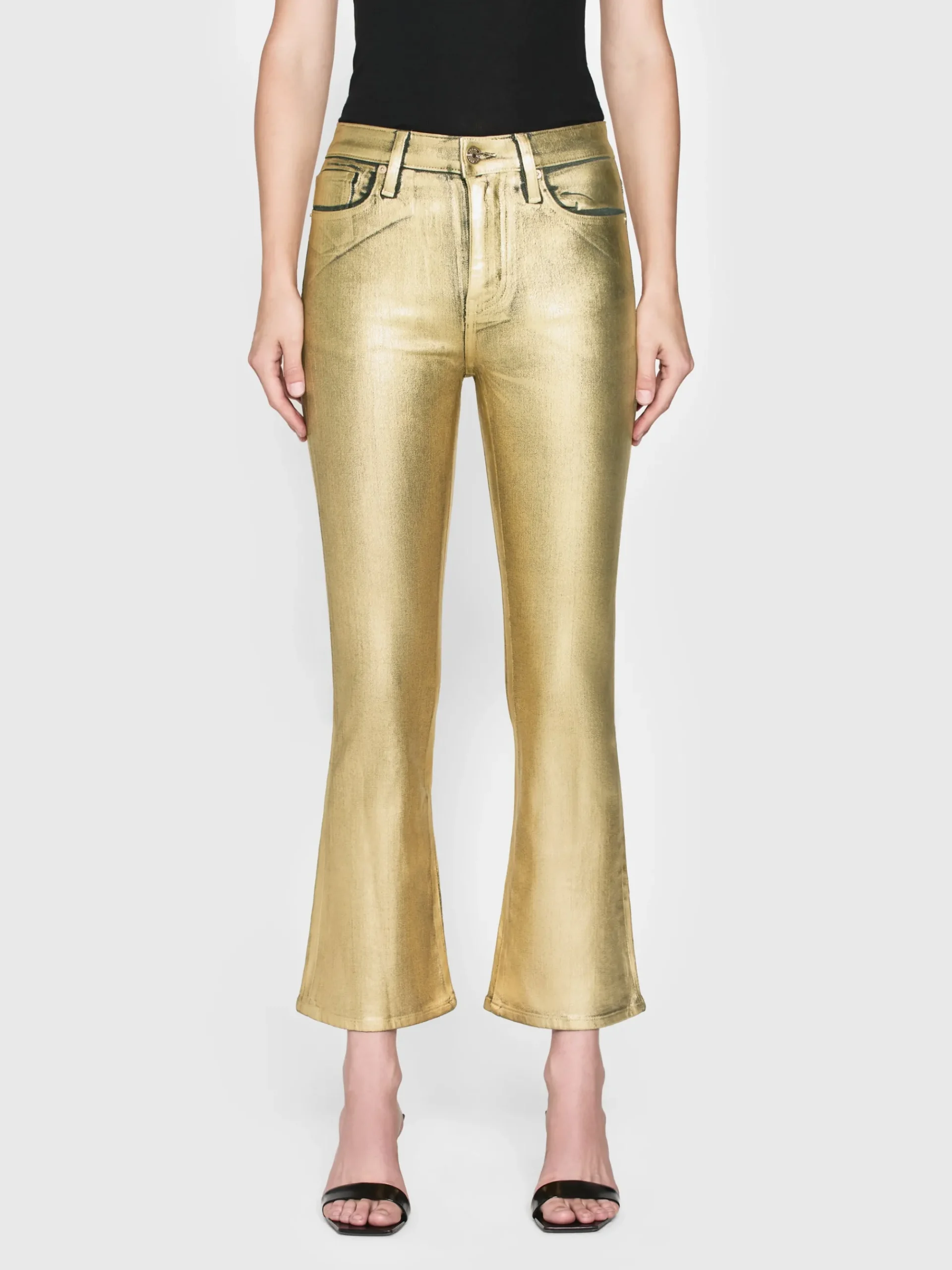 Women FRAME Le Crop Mini Boot in Gold Chrome