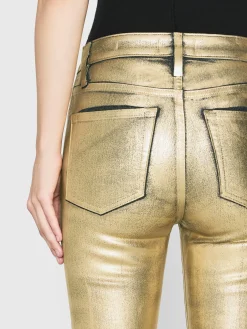 Women FRAME Le Crop Mini Boot in Gold Chrome