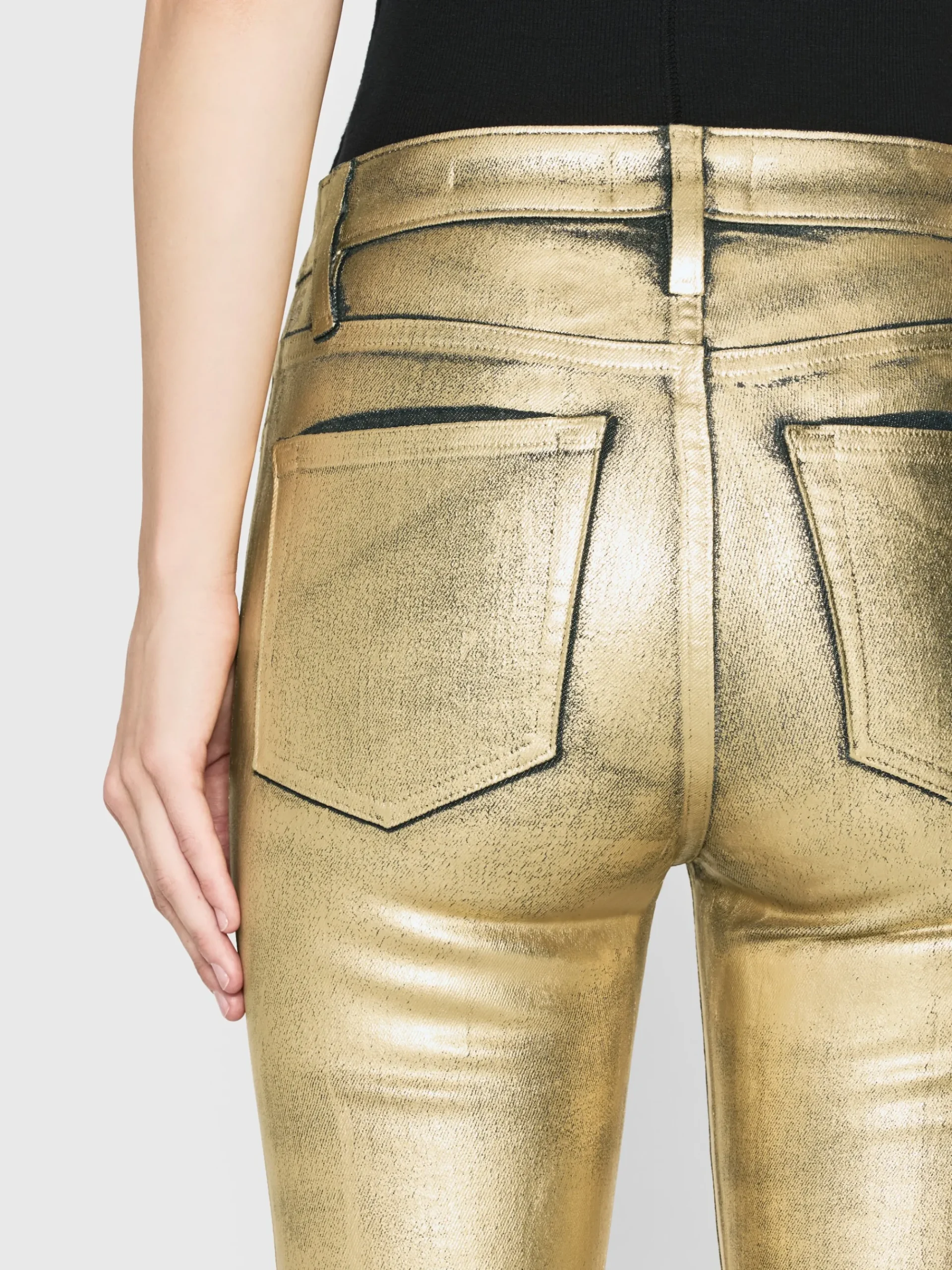 Women FRAME Le Crop Mini Boot in Gold Chrome