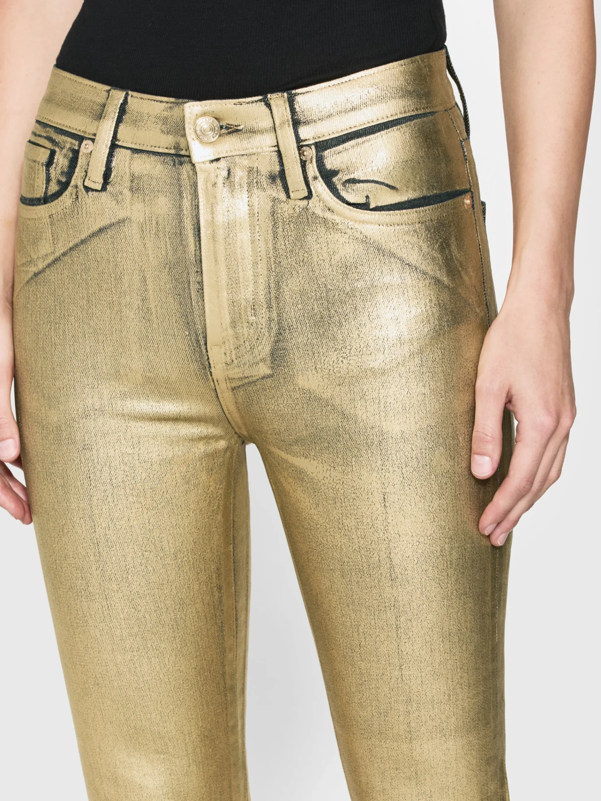 Women FRAME Le Crop Mini Boot in Gold Chrome