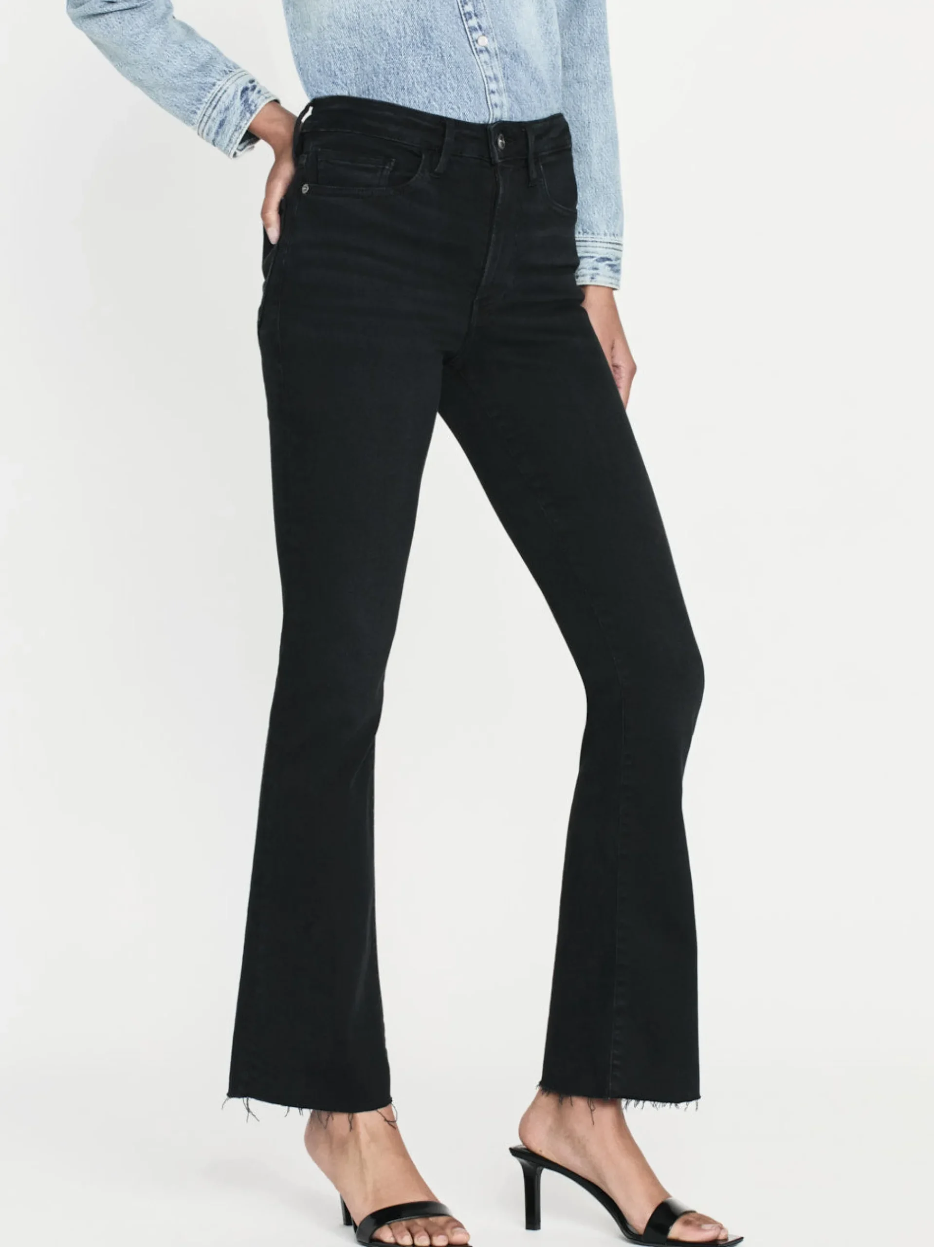 Women FRAME Le Crop Mini Boot Raw Fray in