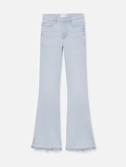 Women FRAME Le Easy Flare Released Fray Side Slit in