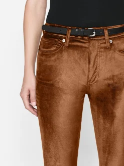 Women FRAME Le High Flare Velvet in Bronze Velvet