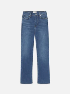 Women FRAME Le High Straight Long Raw Fray in