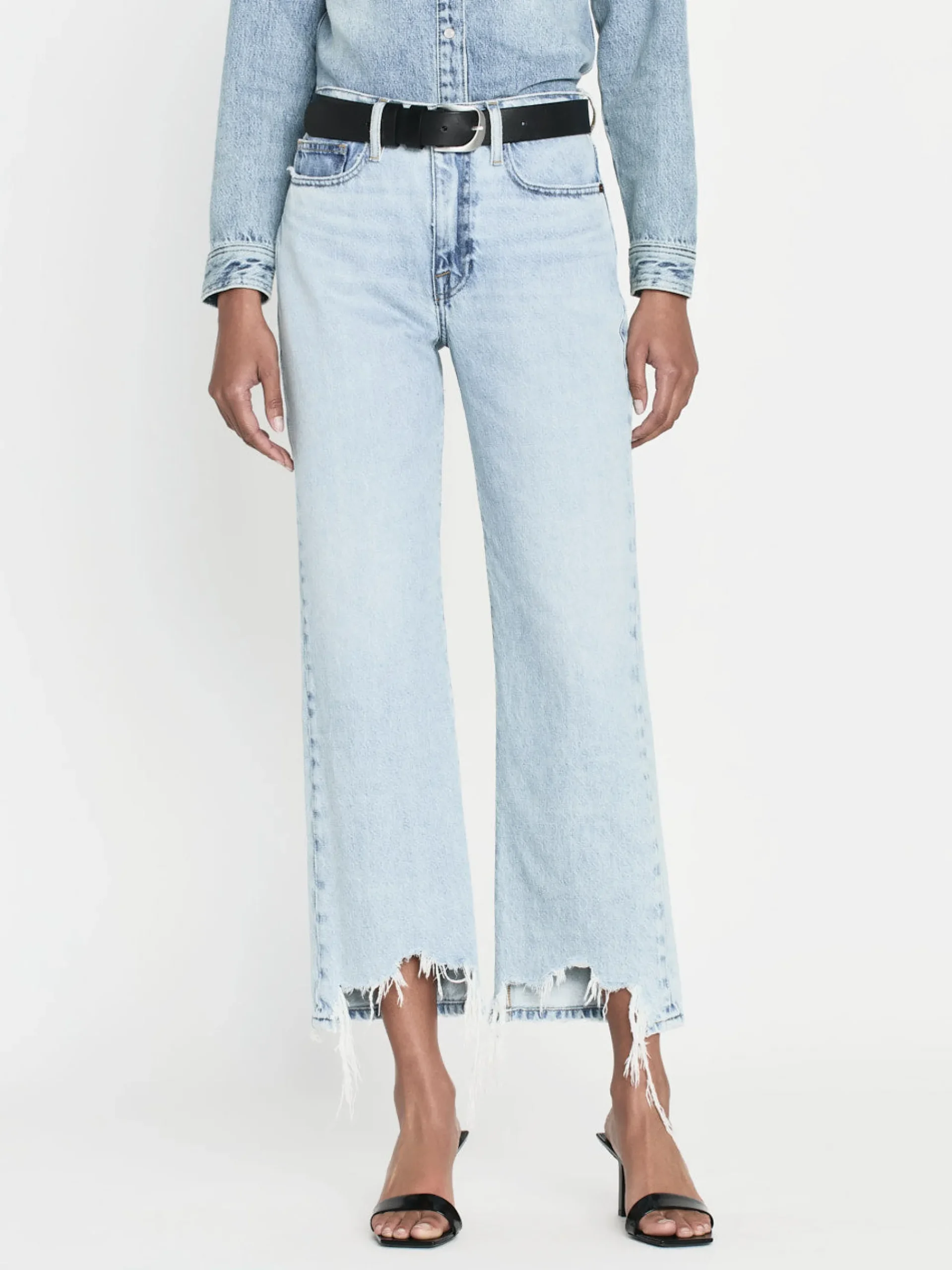 Women FRAME Le Jane Crop Bite Hem in Fizz Indigo