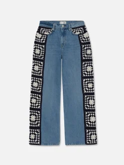 Women FRAME Le Jane Crop Crochet in Baines Clean