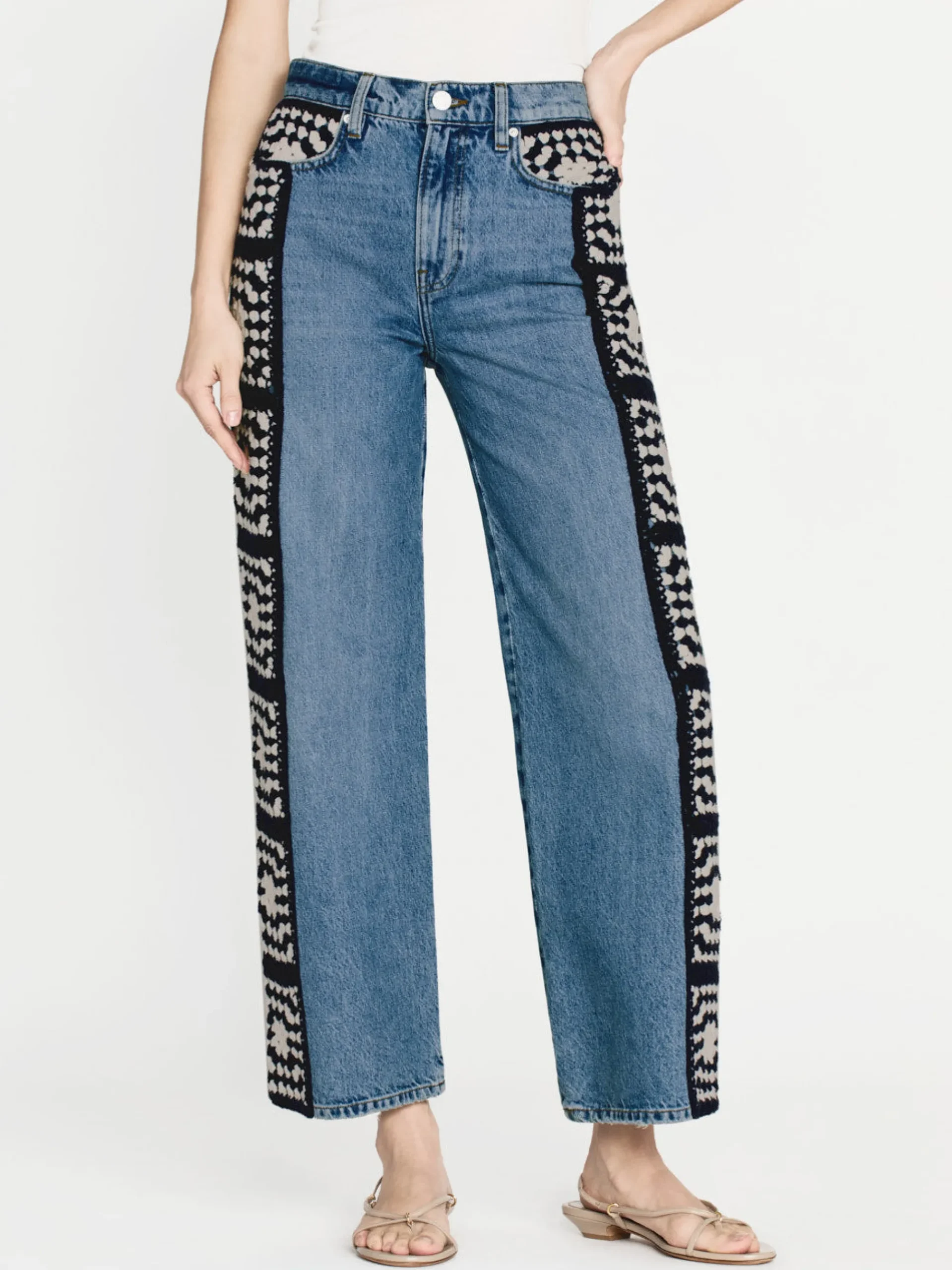 Women FRAME Le Jane Crop Crochet in Baines Clean