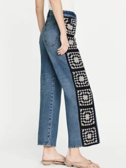 Women FRAME Le Jane Crop Crochet in Baines Clean