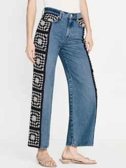 Women FRAME Le Jane Crop Crochet in Baines Clean