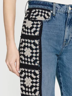 Women FRAME Le Jane Crop Crochet in Baines Clean