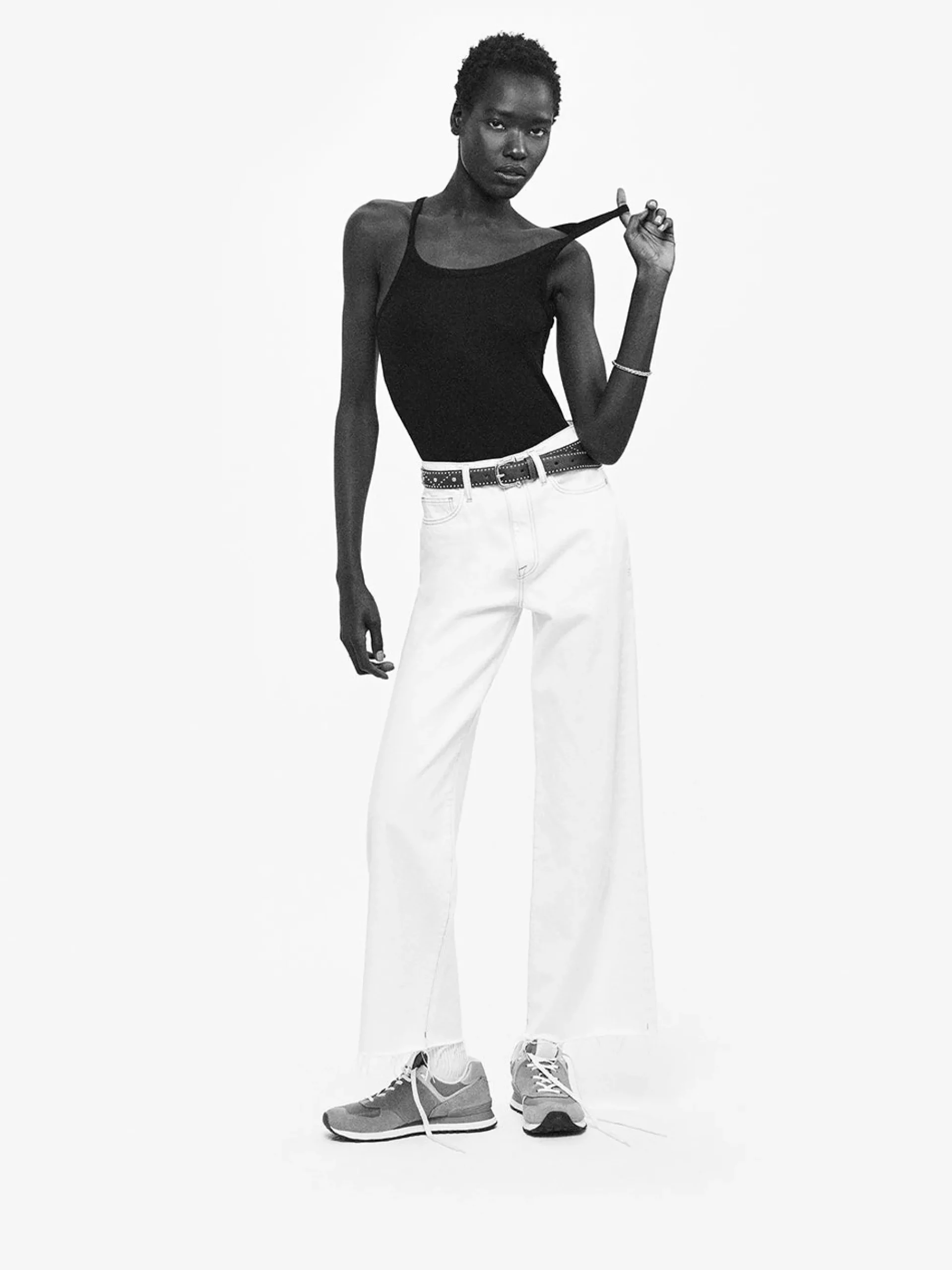 Women FRAME Le Jane Wide Crop Raw Fray in Au Natural Clean